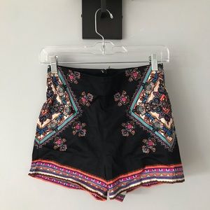 Black floral tight shorts